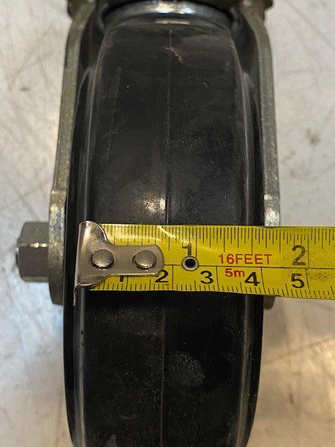 Heavy Duty Spring Loaded Gate Caster 6" Rubber on Cast Iron Wheel 150x50