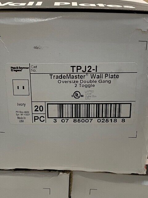 3 Boxes of 20 Quantity of Trademaster TPJ2-I Wall Plates (60 Quantity Total)