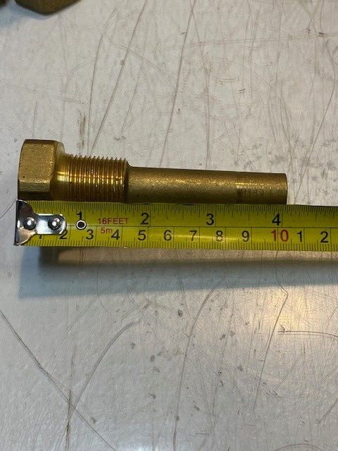 6 Qty of Brass Hex Thermowells 4-1/8" L 30mm Inside Thread 17mm Shaft (6 Qty)