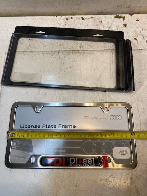 Audi TDI Diesel License Plate Frame 4-Hole Brushed Stainless Steel 4L0071801
