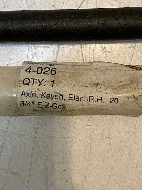 E-Z-Go Keyed Right Hand Axle 4-026 | 20-3/4" Long 26mm Shaft 22mm 10-Spline