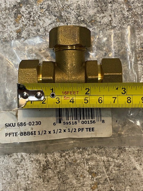 Pro-Flex PF-12 0540 15mm 686-0230 PFTE-BBB6I 1/2 x 1/2 x 1/2 PF TEE