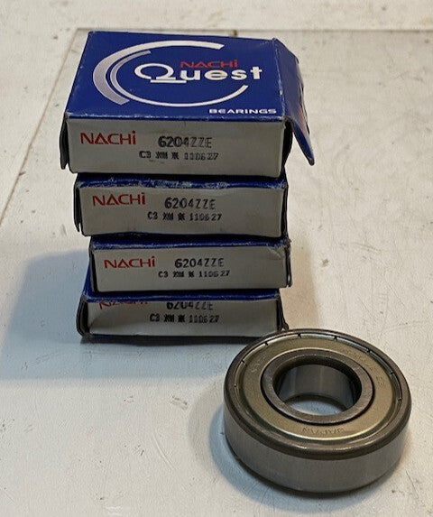4 Quantity of Nachi Quest Bearings 6204ZZE | 6204ZEC3 | 47x20x14mm (4 Quantity)