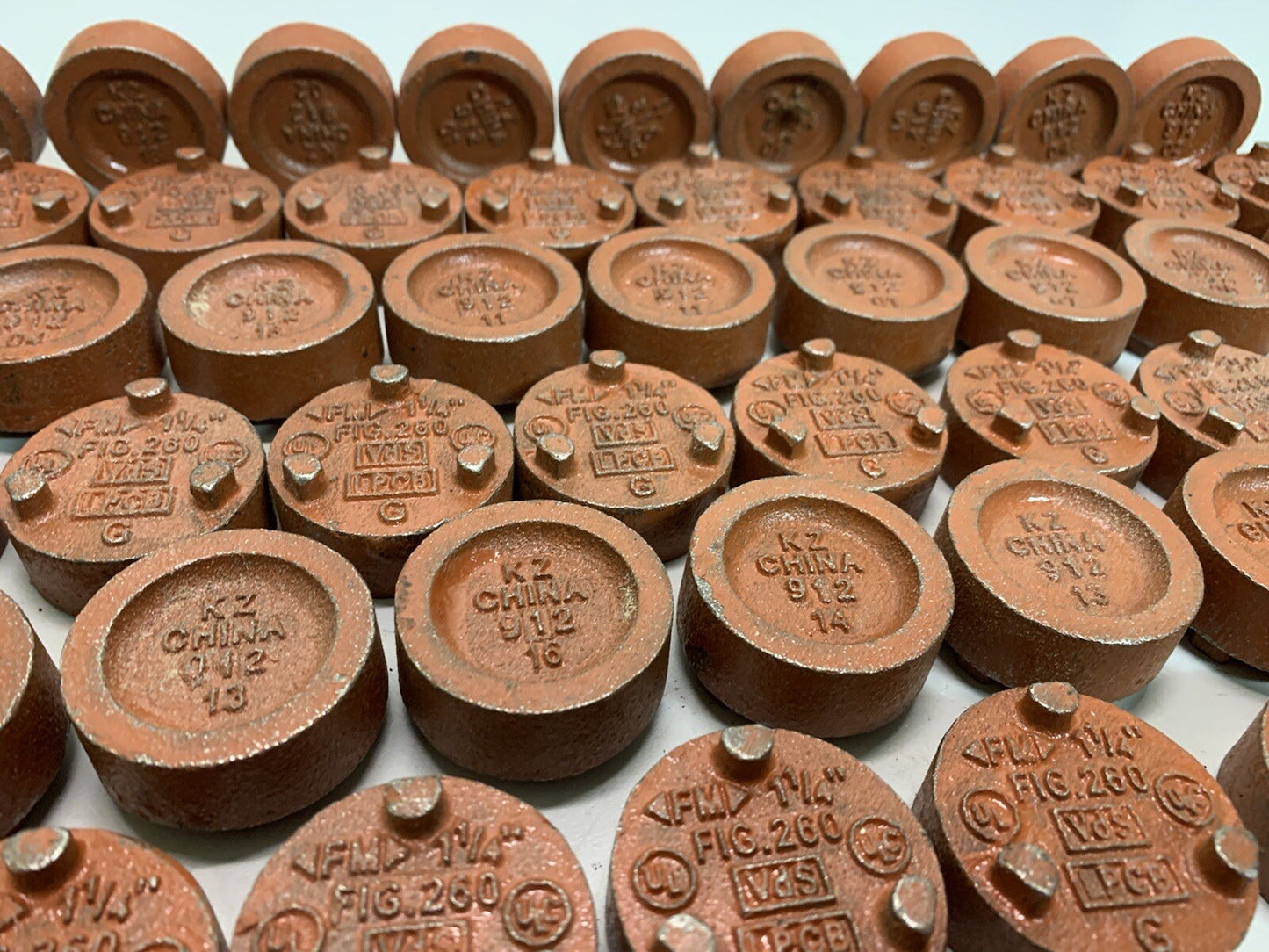 62 Pack Anvil FIG.260 Ductile Iron 1-1/4” Pipe Cap Fittings, Grooved End Orange